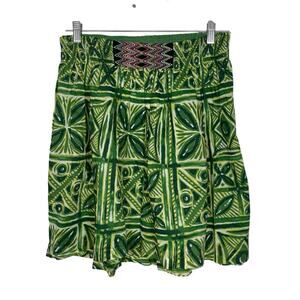 Anthropologie Vanessa Virginia Green Batik Print Mini Skirt     Size: US 6